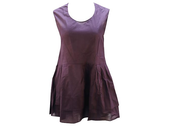 Marni Top Peplum Sin Mangas De Algodón Morado Púrpura