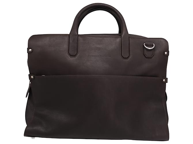 Brunello Cucinelli Medium Size Briefcase in Brown Leather  ref.466269