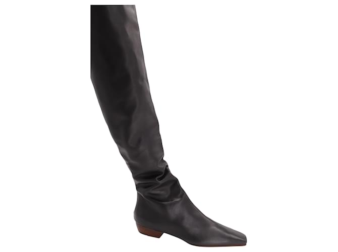 The Row Slouch Flat Boot in Black Leather Pony-style calfskin  ref.466284