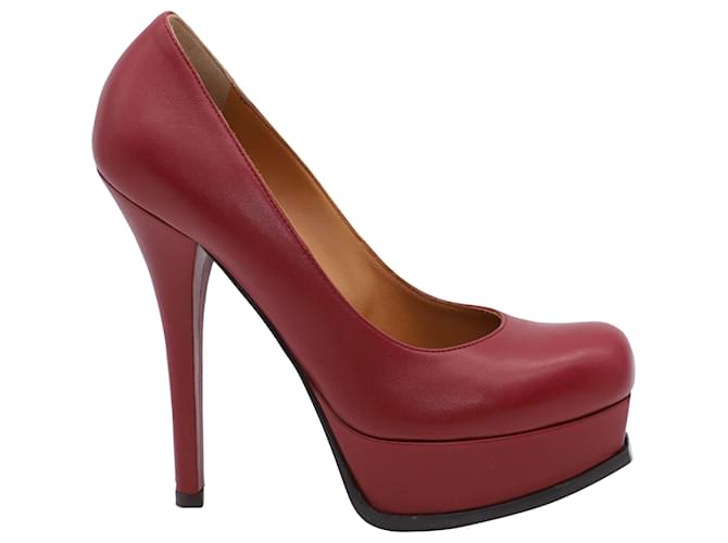 Zucca Fendi Zapatos de salón Fendista 135 en cuero rojo Castaño Roja  ref.466358