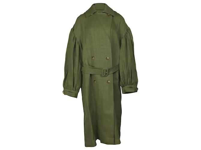 Autre Marque Loulou Studio Pukapuka Trench oversize en lin olive Vert Vert olive  ref.466386