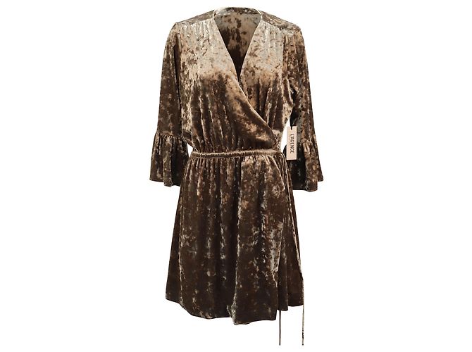 L'agence Riley Samt-Wickelkleid aus braunem Polyester