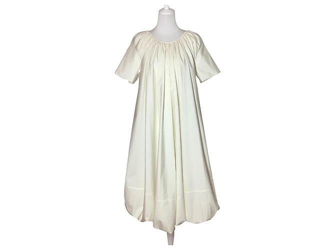 Vestido Jil Sander de algodão com bainha balão creme Cru