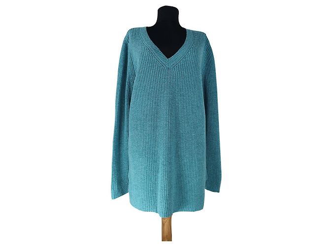 Autre Marque WooLovers Langer Pullover Grün Kaschmir Merino Wolle L