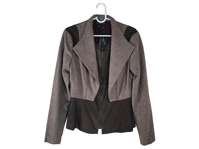 Autre Marque Sachin + Babi Brown Lamb Leather and Wool Jacket