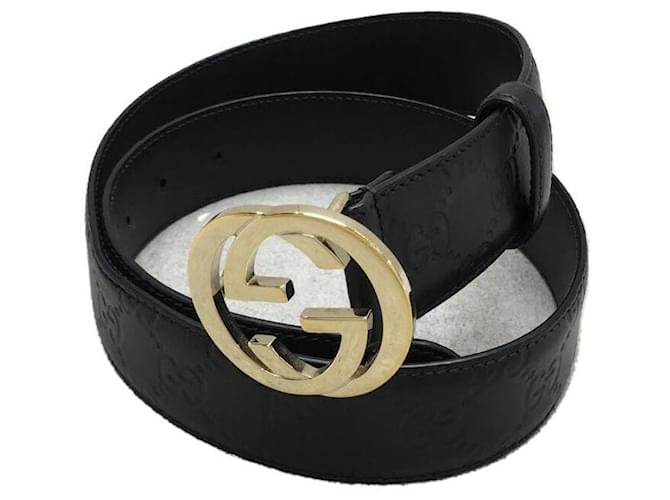 GUCCI Belt / Leather / leather belt / Interlocking G buckle / Slightly usable Black - Joli Closet