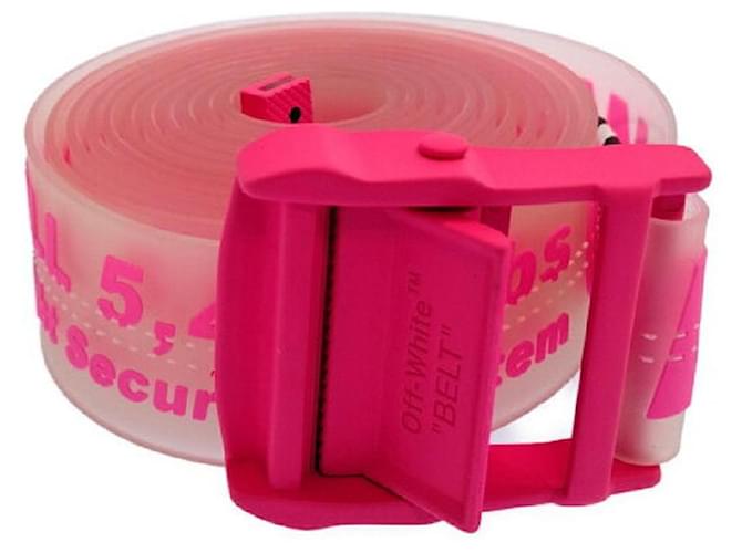 [Used] OFF-WHITE 18SS Rubber Industrial Belt Rubber Industrial Logo Total  Pattern Belt Pink