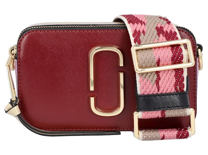 Marc Jacobs Snapshot in red leather and printed strap Dark red ref