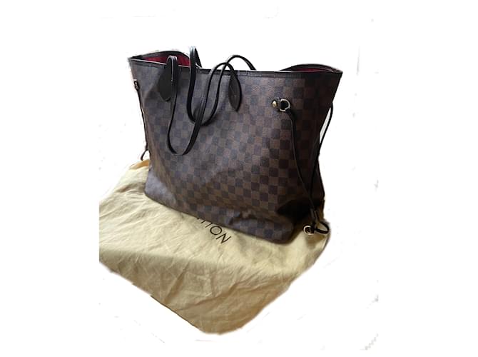 Louis Vuitton Neverfull Damier ebene Leather Synthetic  ref.466844