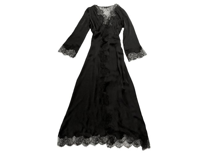 Carine Gilson Maxi robe preto de seda e renda