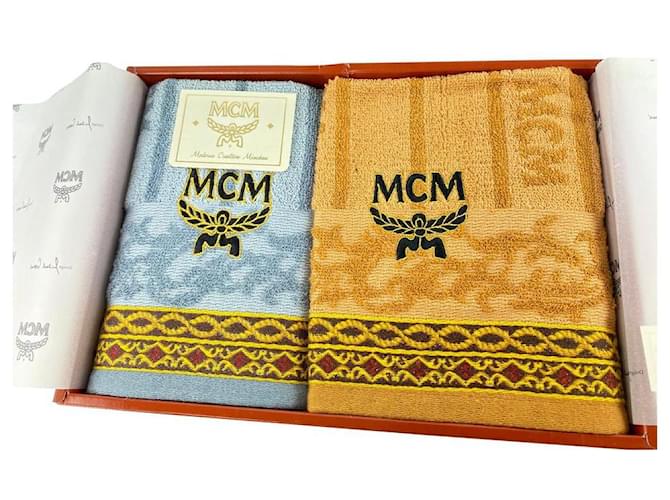 MCM Cognac x Blue Towel Set 11224  ref.467334