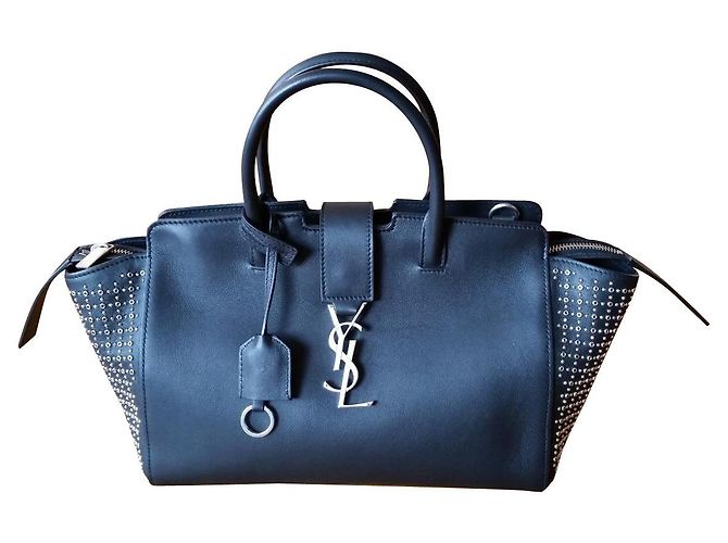 SAINT LAURENT CABAS B. BORSA IN PELLE CON BORCHIE Nero
