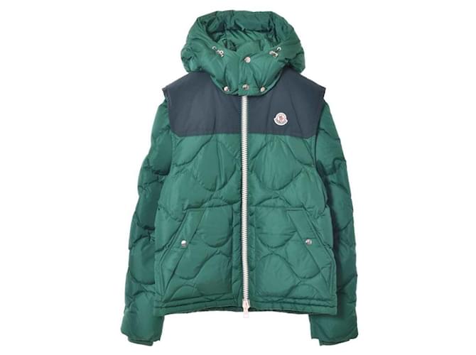 [Used] MONCLER ARLES Hooded 2way down jacket Green Cotton Polyester Nylon  ref.467393
