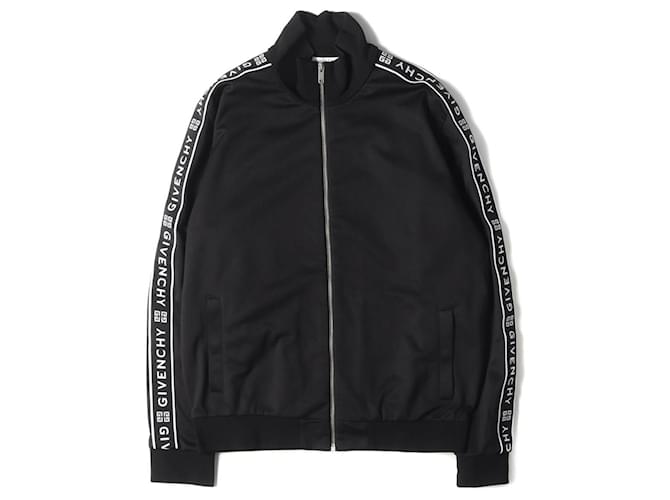 [Occasion] GIVENCHY Givenchy Jacket Logo Line Zip Track Jacket Tape Track Jacket 19AW Black Black L Outer Blouson [Homme] Polyester Noir  ref.467406