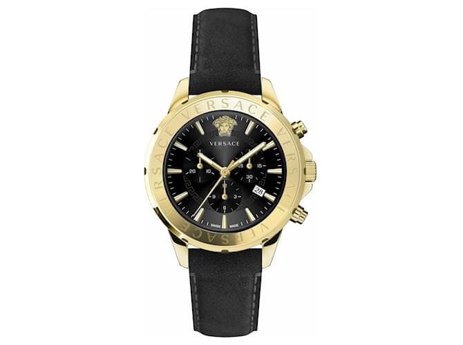 Versace Chrono Signature Strap Watch Golden Metallic  ref.467795
