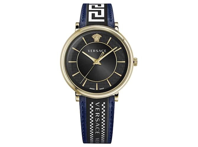 Versace V-Kreis Armbanduhr Golden Metallisch  ref.467810