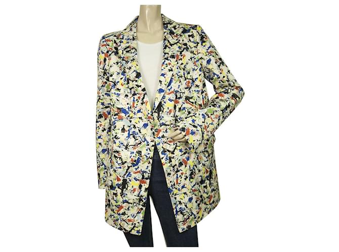 Jil Sander Multicolor Pop Art One Button Blazer Chaqueta de lana/seda tamaño 38  ref.468104