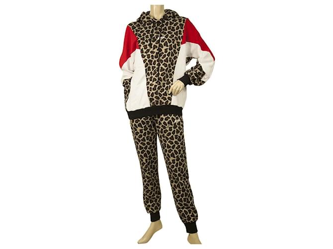 MSGM Animal imprimé léopard à capuche haut pantalon de survêtement ensemble de salon en coton (S-XS) Multicolore  ref.468122