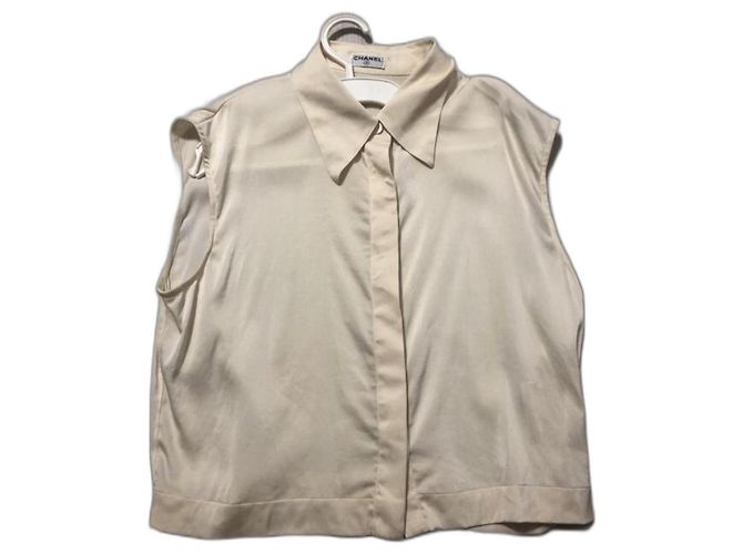 Top de seda Chanel Bege
