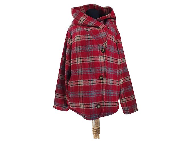 Casaco com capuz Woolrich vermelho de lã e viscose L Multicor