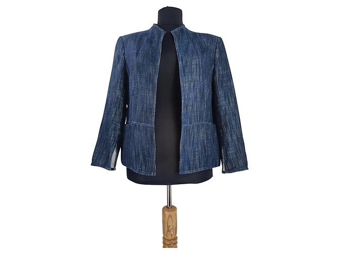 Blazer Akris Blu in Cotone e Lino