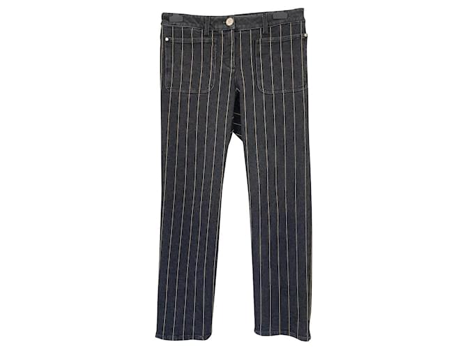 Chanel jeans de corrente dourada Preto Algodão  ref.468894