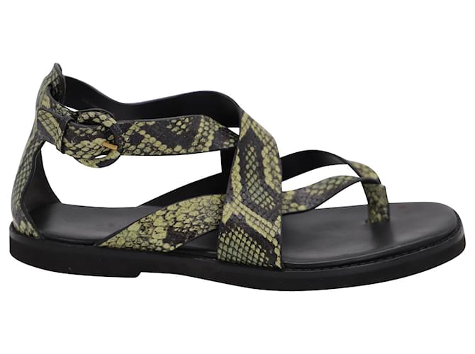 Vince Morris Strap Flat Sandals in Snakeskin Faux Leather Synthetic Leatherette  ref.469145