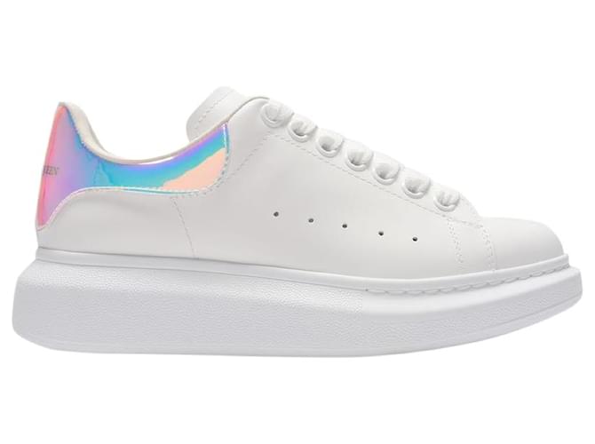 Oversized Sneakers - Alexander Mcqueen - White/Holographic - Leather Pony-style calfskin  ref.469148