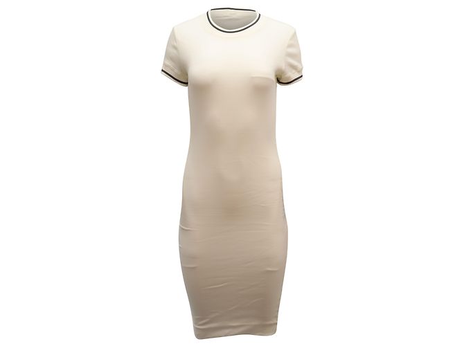 Autre Marque James Perse gerafftes, geripptes Kleid aus weißer Baumwolle