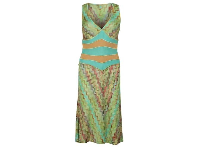 slim fit dress slacks Missoni Knit A Line Midi Dress Green Purple main image 0