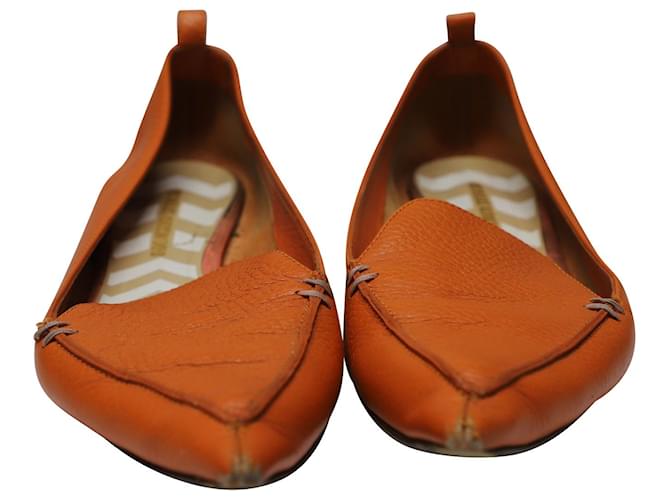 Nicholas Kirkwood Beya, spitze flache Schuhe aus orangefarbenem Leder  ref.469220