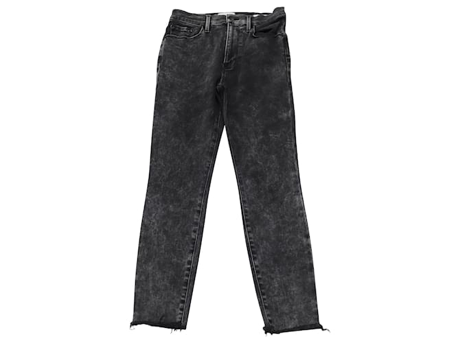 Frame Denim Frame Le High Straight High-Rise-Jeans aus schwarzer Baumwolle  ref.469225