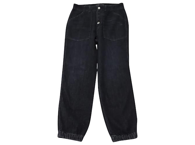 Veronica Beard Bolton Cargo Pockets High-Rise Jeans in Black Cotton  ref.469228
