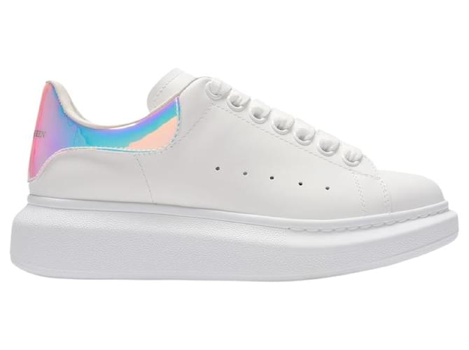 Oversized Sneakers - Alexander Mcqueen - White/Holographic - Leather Pony-style calfskin  ref.469232