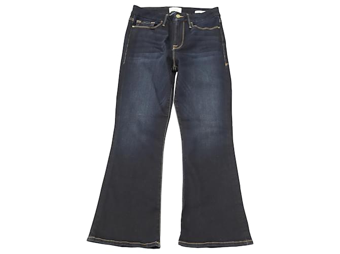 Frame Denim Jeans Frame Le Crop Mini Boot em Jeans de Algodão Azul  ref.469237