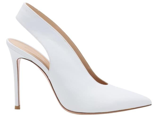 Gianvito Rossi Delta 100 Décolleté Slingback in Pelle di vitello Bianco Vitello simile a un vitello  ref.469247