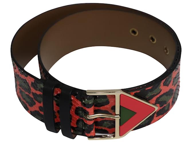 Cinturón con hebilla triangular Kenzo en piel de serpiente de agua rosa Multicolor Cuero  ref.469253
