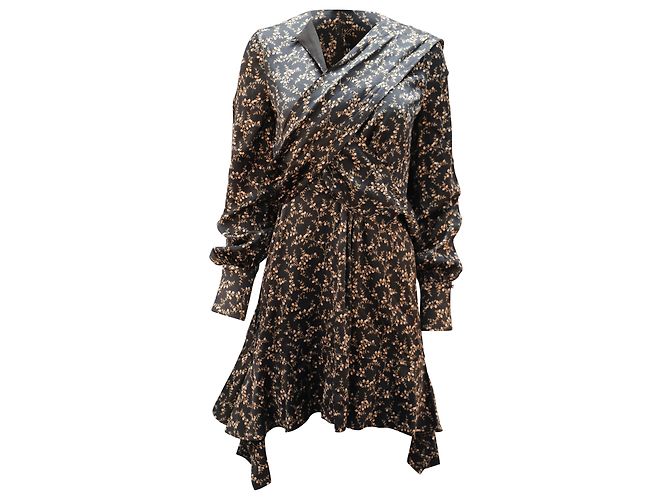 Jonathan Simkhai Vestido Estampado Floral em Seda Preta Preto