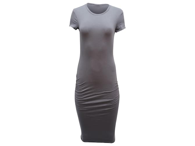 Autre Marque James Perse Ruched T-shirt Dress in Grey Cotton  ref.469294