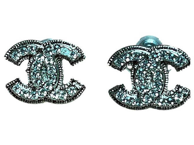 ORECCHINI CHANEL CC STRASS Silver hardware Metallo