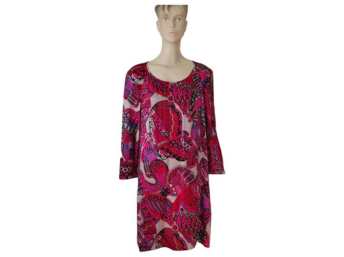 Abito Gerard Darel in seta lavata multicolore rosa rosso viola