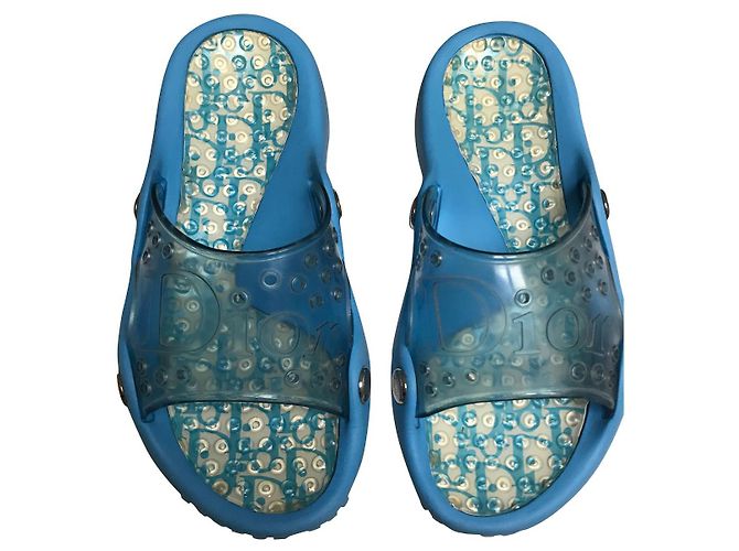 Christian Dior Blue Rubber Mules Size 36