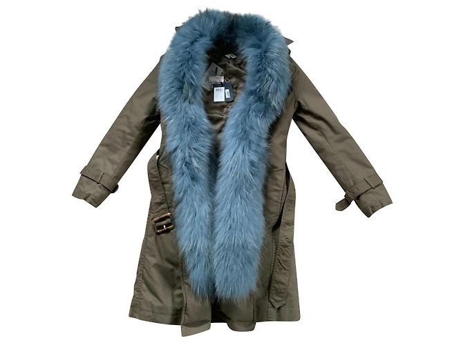Liu.Jo Abrigo Liu Jo Marrón de Algodón con Piel de Mapache Talla 38 Castaño