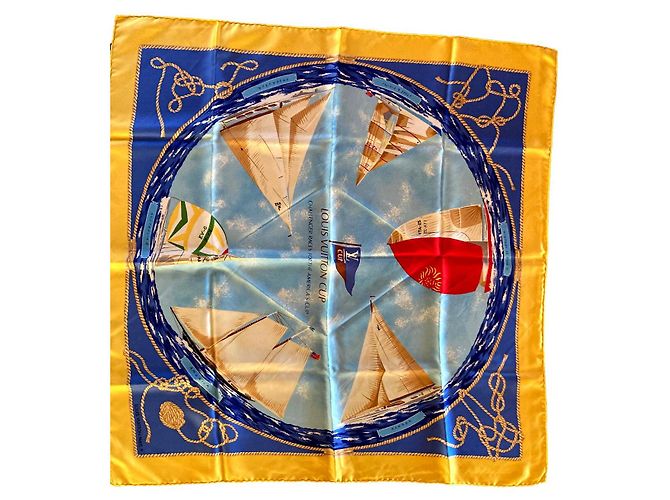 Sciarpa Louis Vuitton "America's Cup". Blu Giallo Bianco sporco