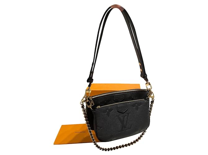 Louis Vuitton Impresión de múltiples bolsas Negro Cuero  ref.615593