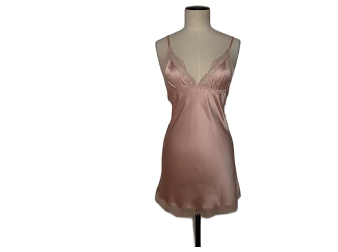 I.D. Sarrieri robe en soie rose clair avec des accents de dentelle Beige  ref.469424