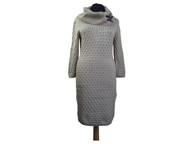 Calvin Klein Kleid Beige Acryl Größe S Grau