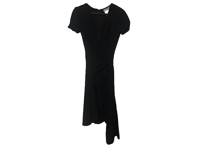 Christian Dior Dior draped black midi dress with a deep V-neck Wool  ref.469522