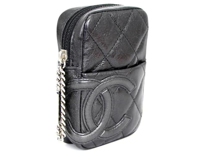 CHANEL Cigarette Aikos Case Cigarette Case Cambon Line Metallic Black  Leather ref.469634 - Joli Closet