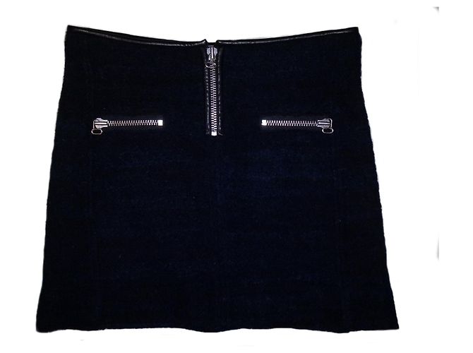 Isabel Marant Etoile ISABEL MARANT ÉTOILE CORDEIRO COM Acabamento em COURO MINI SAIA Verde oliva